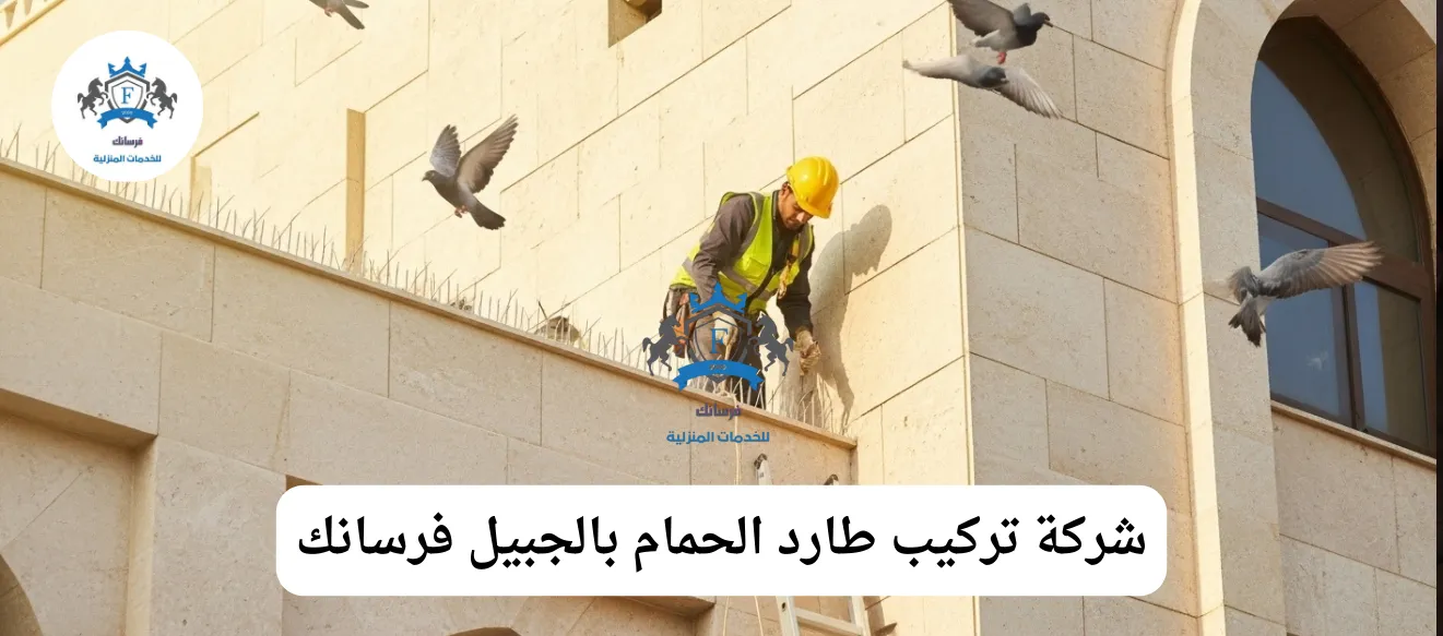 فني من فرسانك يثبت أشواك طارد الحمام على سور منزل في مخطط الدخل المحدود بالجبيل